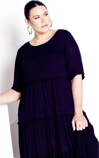 AVENUE | Women's Plus Size Crush Midi Dress - black - 30W