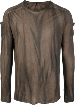 crinkled-print cotton T-shirt