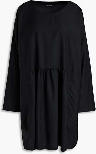 Gathered wool and silk-blend tunic