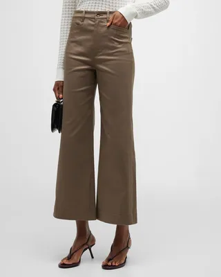 Twill Flared Cropped Pants