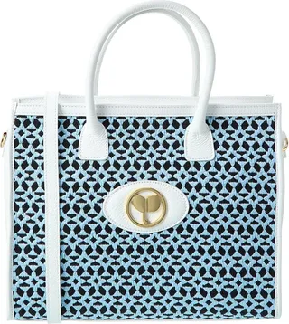 Persaman New York Amelie Raffia & Leather Tote
