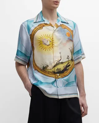 Men's Landscape Silk Bowling Shirt