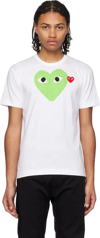 Comme des Garçons Play White Double Heart T-Shirt