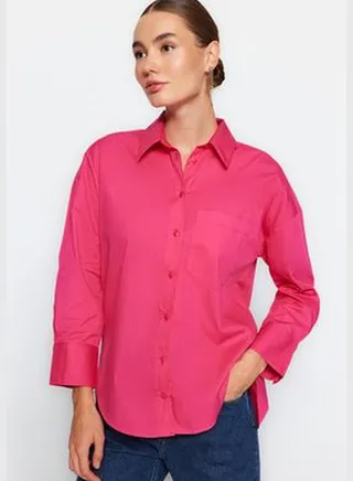 Pink Oversize/Creature Poplin Woven Shirt TWOAW24GO00209