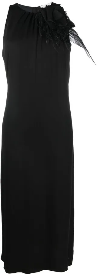 Feather Embellished Shift Dress