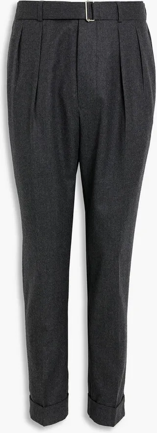 Pierre tapered pleated wool-flannel pants