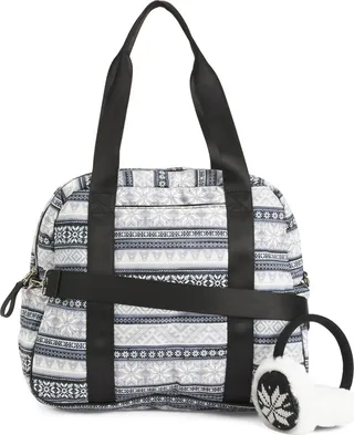 Fairisle Duffel With Earmuffs And Detachable Strap