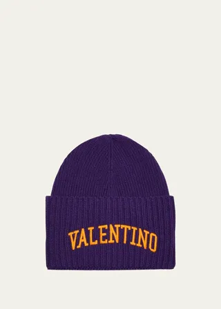 Men's Embroidered Logo Knit Beanie Hat