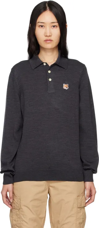 Maison Kitsuné Gray Fox Head Patch Polo