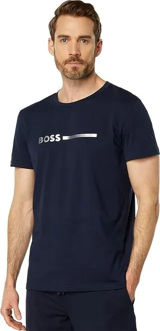 BOSS Special Logo Crew Neck T-Shirt (Dark Blue) Men's Clothing