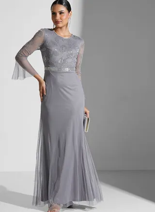 Flute Sleeve Belt Detail Dress