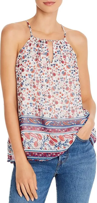 Womens Paisley Keyhole Halter Top