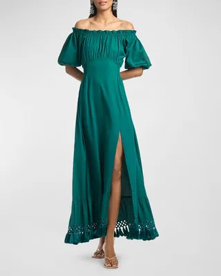 Jacqueline Off-Shoulder Tassel Maxi Dress