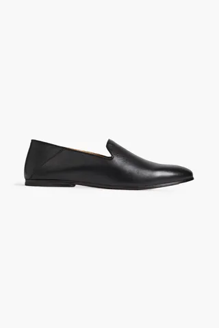 Leather collapsible-heel loafers