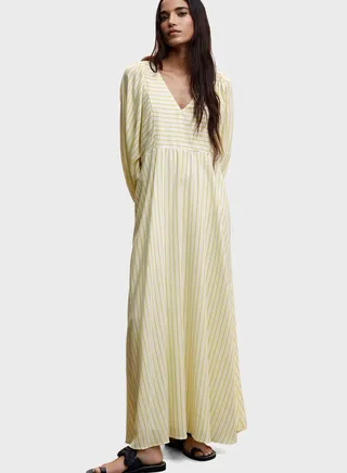 Striped V-Neck Dress