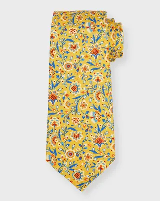 Men's Floral-Print Silk Tie