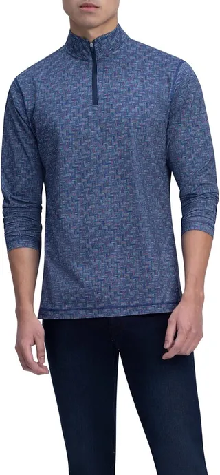 Men's OoohCotton® Print Stretch Half Zip Pullover