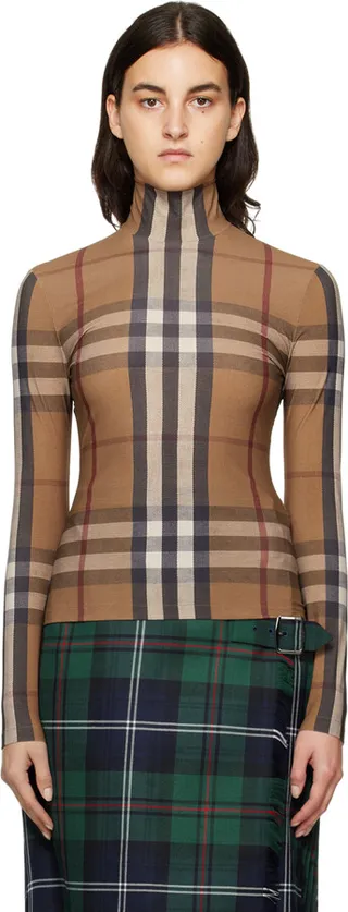 Burberry Brown Vintage Check Turtleneck