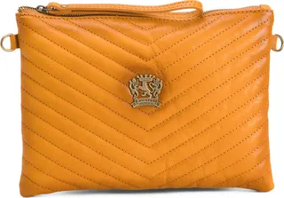 Made In Italy Leather East West Quilted Crossbody