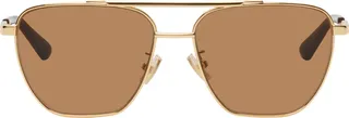 Bottega Veneta Gold Aviator Sunglasses