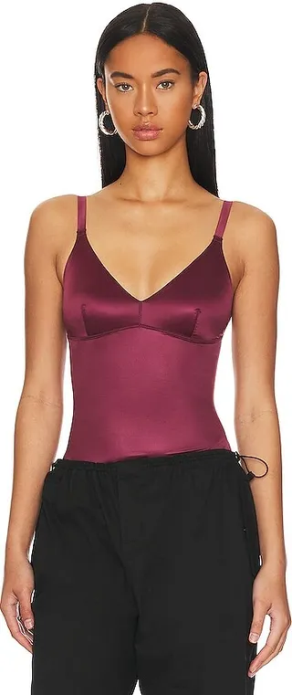Shaping Satin Thong Bodysuit