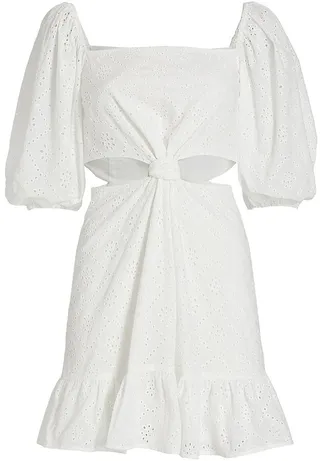 Knotted Cutout Eyelet Cotton Minidress