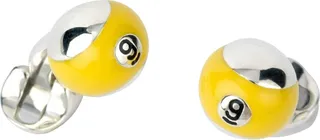 Deakin & Francis - Deakin & Francis Sterling Silver Yellow Pool Ball Cufflinks