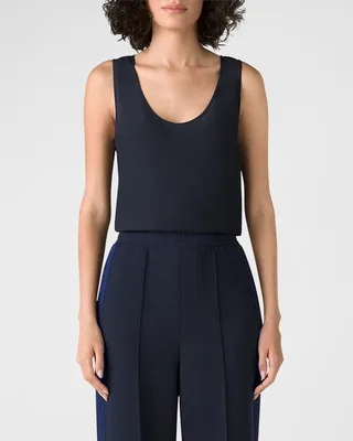 Scoop-Neck Silk Blend Crepe De Chine Tank Top