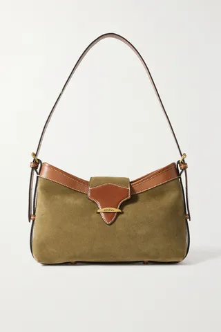 Isabel Marant - Botsy Leather-trimmed Suede Shoulder Bag - Green