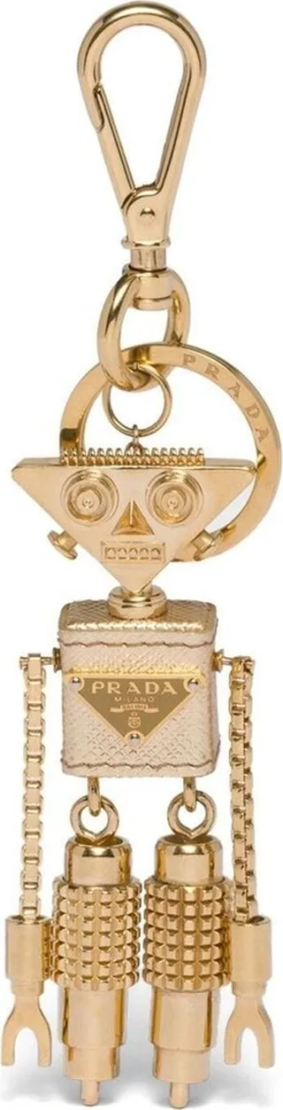 Saffiano leather robot keychain