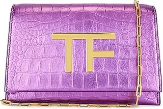 TOM FORD Metallic Stamped Croc TF Disco Bag in Purple