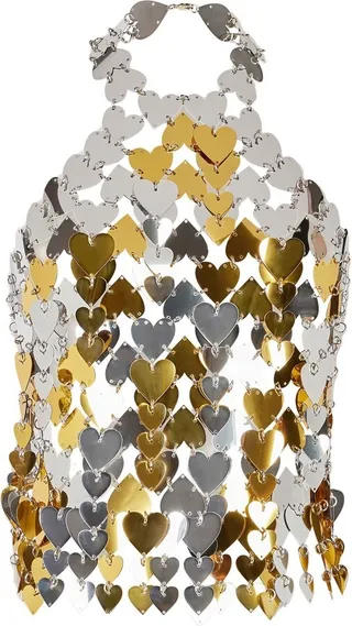 Heart-Paillettes Metallic Halterneck Top