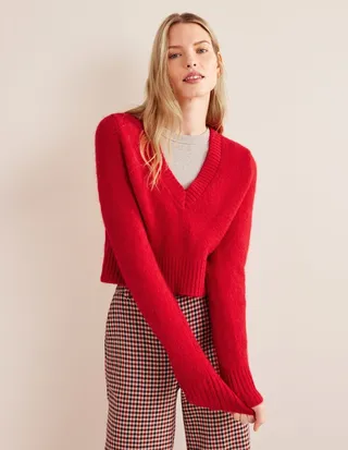 Cropped V-Neck Jumper
