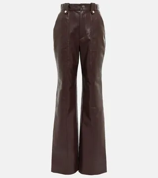 Zelda straight leather-blend pants