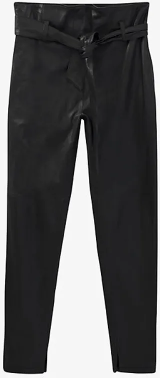 Womens Black Straight-leg High-rise Leather Trousers