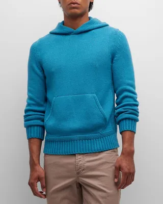 Men's Cashmere-Cotton Knit Hoodie