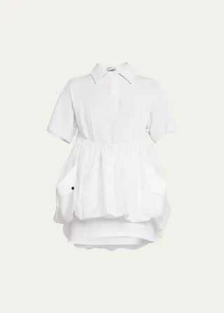 Ruched Drawstring Polo Shirt