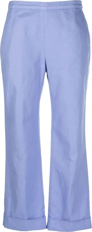 Turn-Up Hem Cropped Trousers