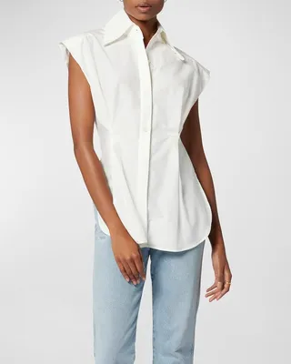 Romy Pleated Button-Down Silk-Blend Shirt