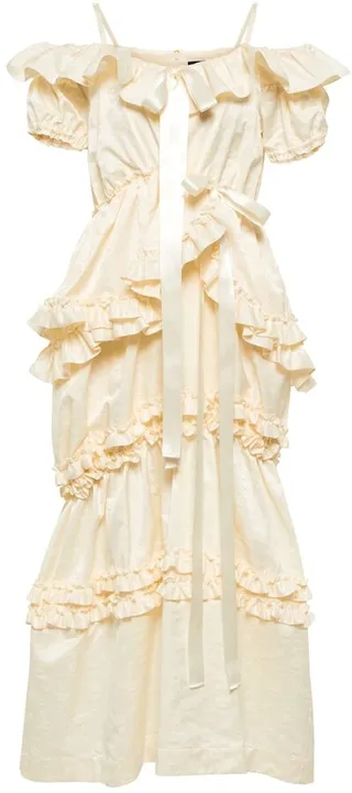 Cotton-blend ruffle-trimmed midi dress