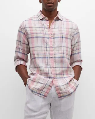 Men's Amalfi Linen Plaid Sport Shirt