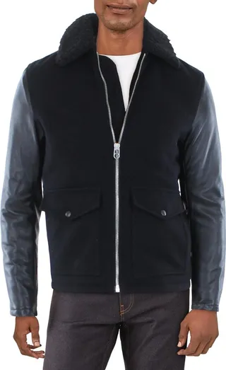 Schott Mens Wool Blend Lightwight Bomber Jacket