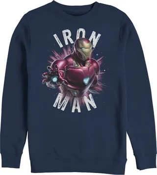 Men's Marvel Avengers: Endgame Iron Man Space Poster Sweatshirt - Navy Blue - Small