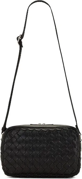 Bottega Veneta Small Classic Intrecciato Camera Bag in Black