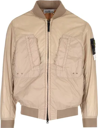 Stone Island Logo Patch Zipped Bomber Jacket