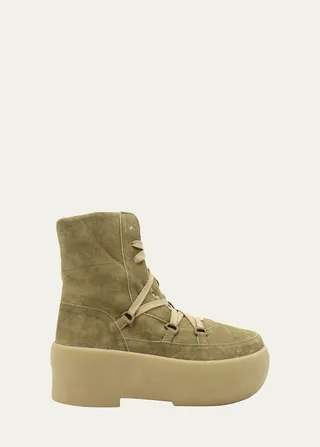 Suede Lace-Up Booties