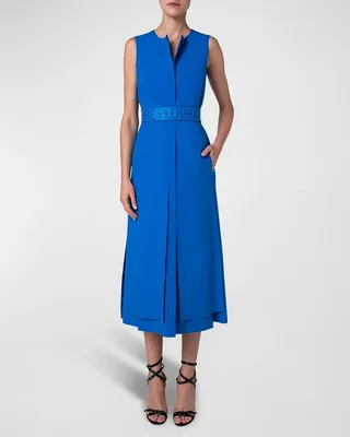 Poplin Midi Dress with Reversible Belt