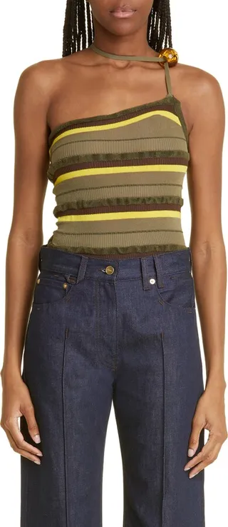 Concha Stripe Halter Neck Sweater