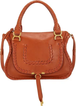Medium Marcie Whipstitch Leather Satchel