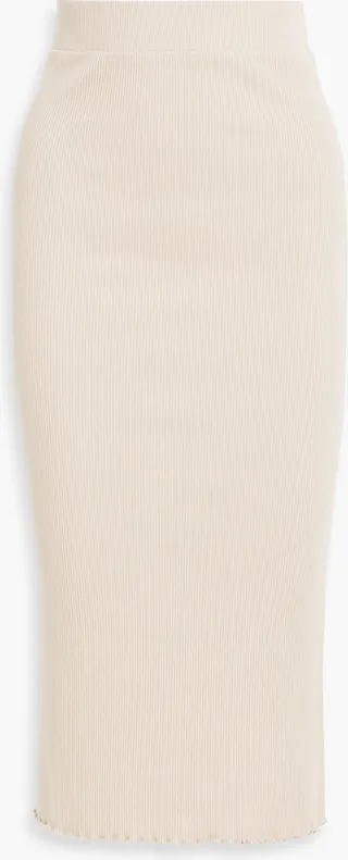 Ribbed Tencel-blend midi skirt